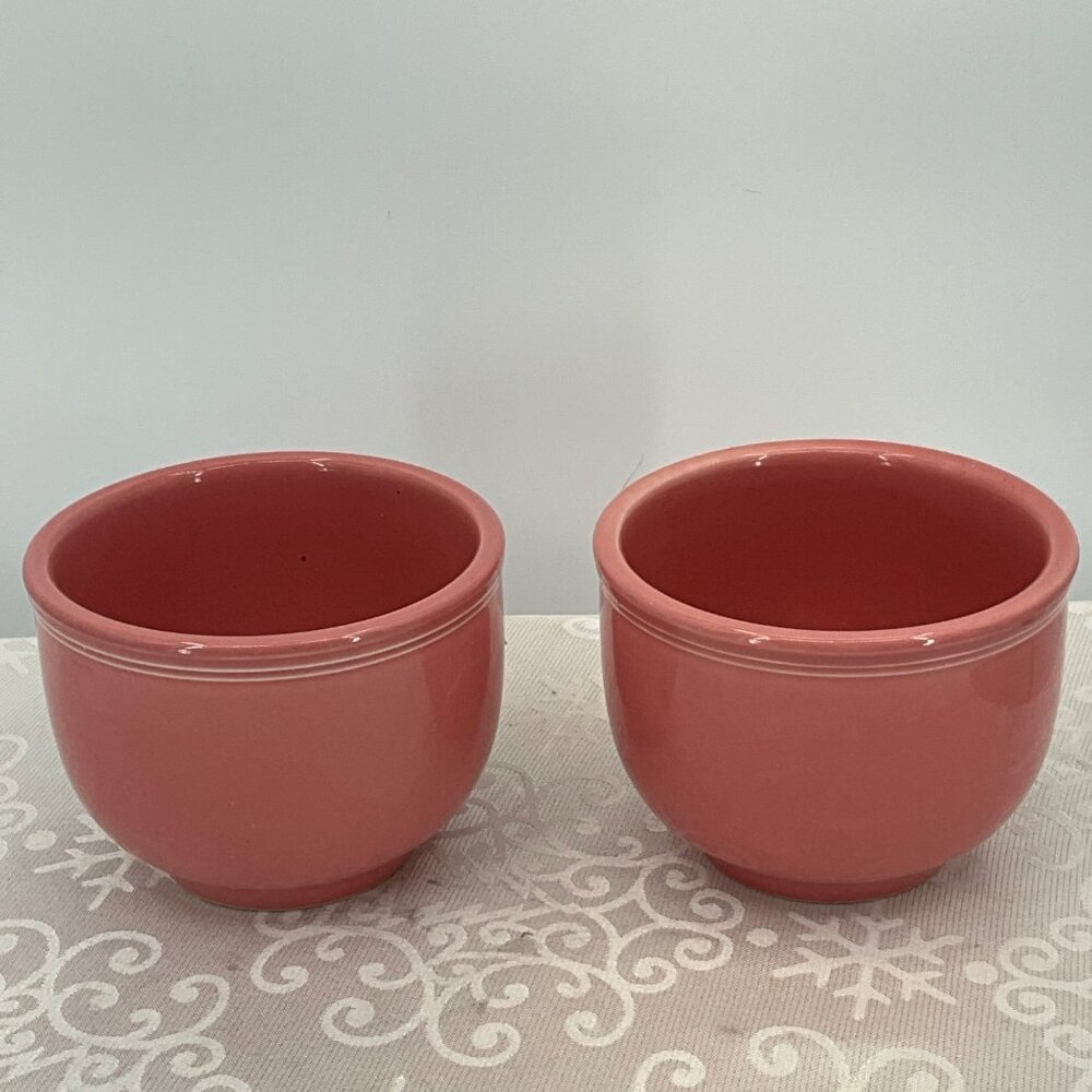 Homer Laughlin China USA Pink Rose Bowls 4.5" x‎ 3.5" Set/2